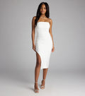 The Dianna Strapless Slit Midi Formal Dress is your new go-to ivory dress—effortless, versatile, and made to update your fall style in seconds.
