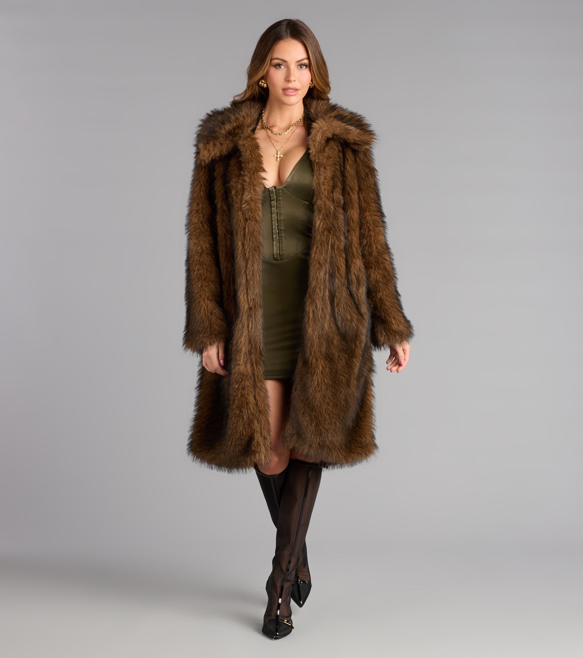 City Heat Faux Leather Corset Mini Dress