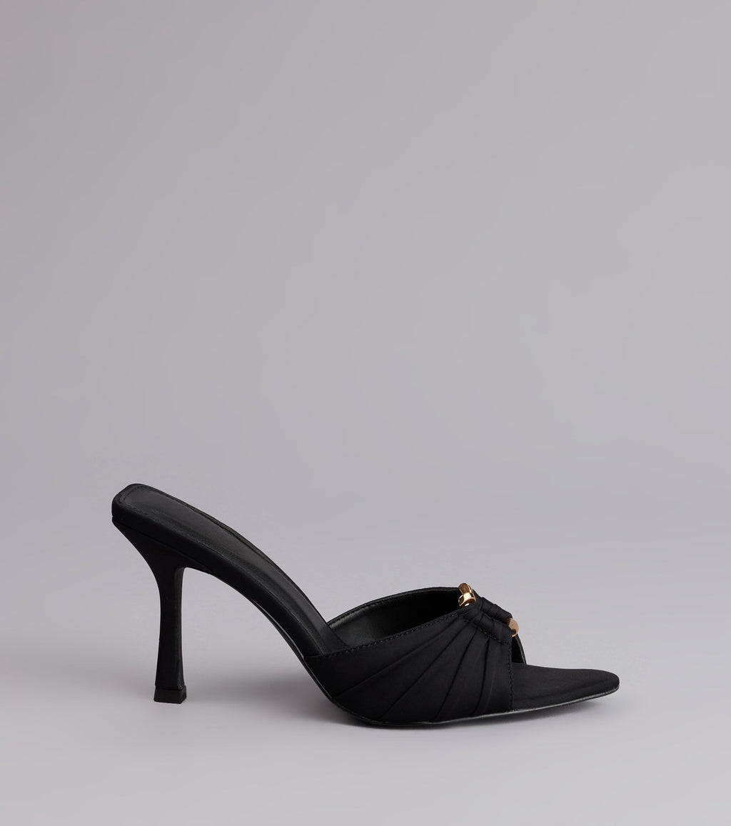 Style made simple with the Touch Of Drama Stiletto Mules, trendy women’s shoes that take your outfit from basic to bold in one step.