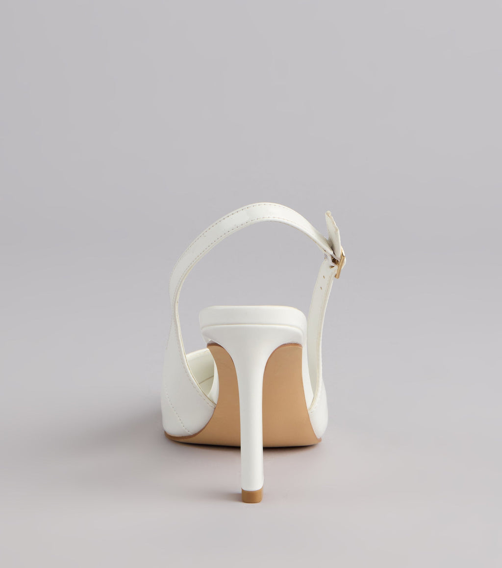 Style made simple with the Polished And Powerful Slingback Stiletto Heels, trendy women’s shoes that take your outfit from basic to bold in one step.