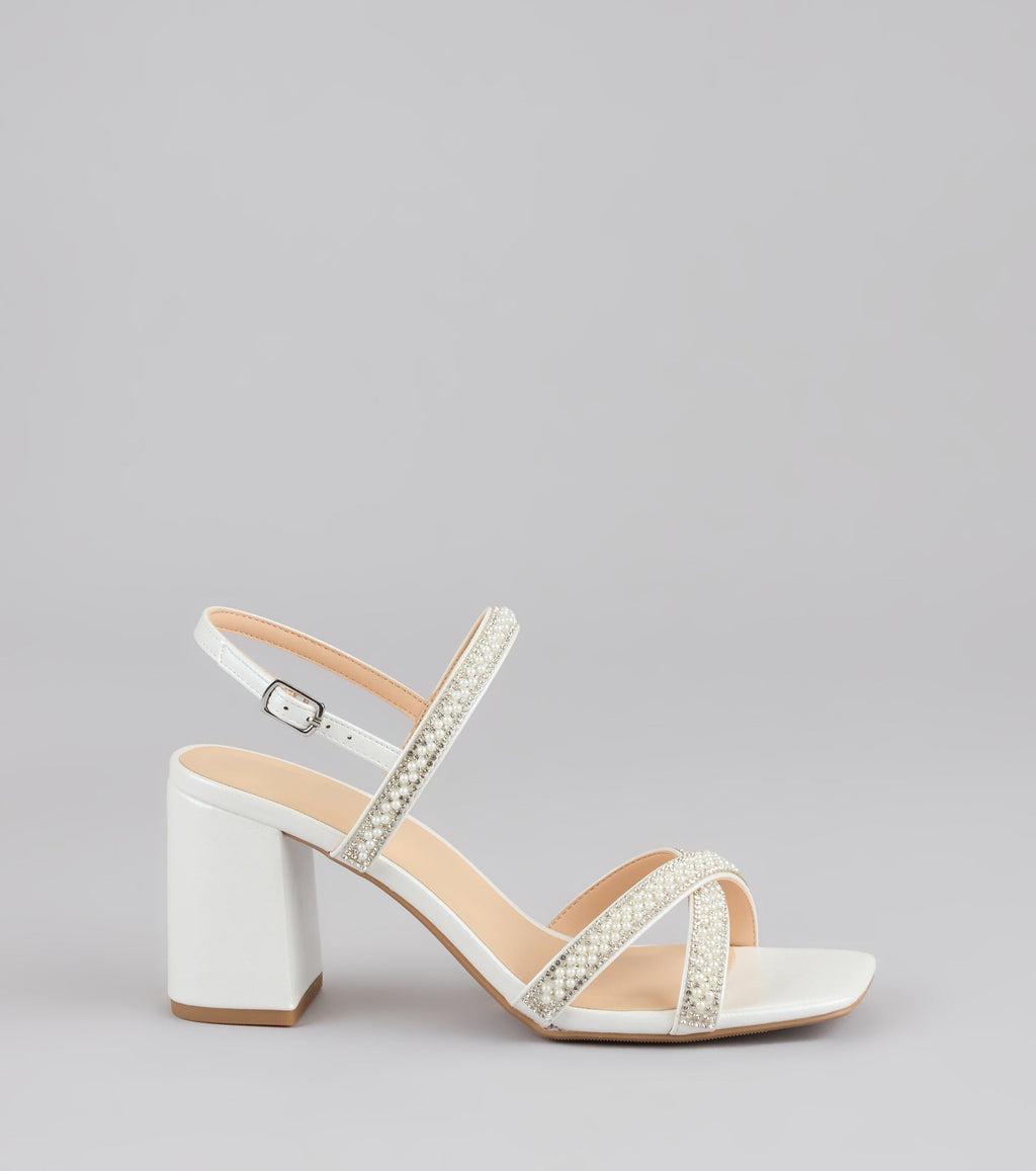 Style made simple with the Shine All Night Pearl Rhinestone Block Heels, trendy women’s shoes that take your outfit from basic to bold in one step.