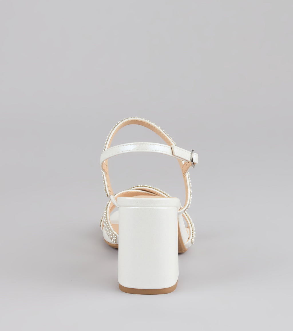 Style made simple with the Shine All Night Pearl Rhinestone Block Heels, trendy women’s shoes that take your outfit from basic to bold in one step.