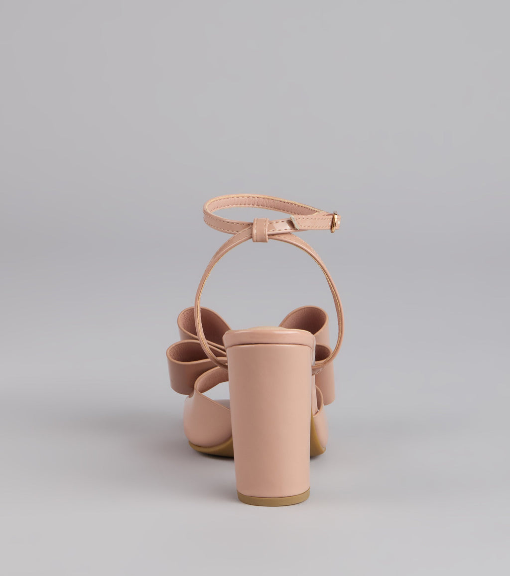 Style made simple with the Make A Statement Bow Block Heels, trendy women’s shoes that take your outfit from basic to bold in one step.