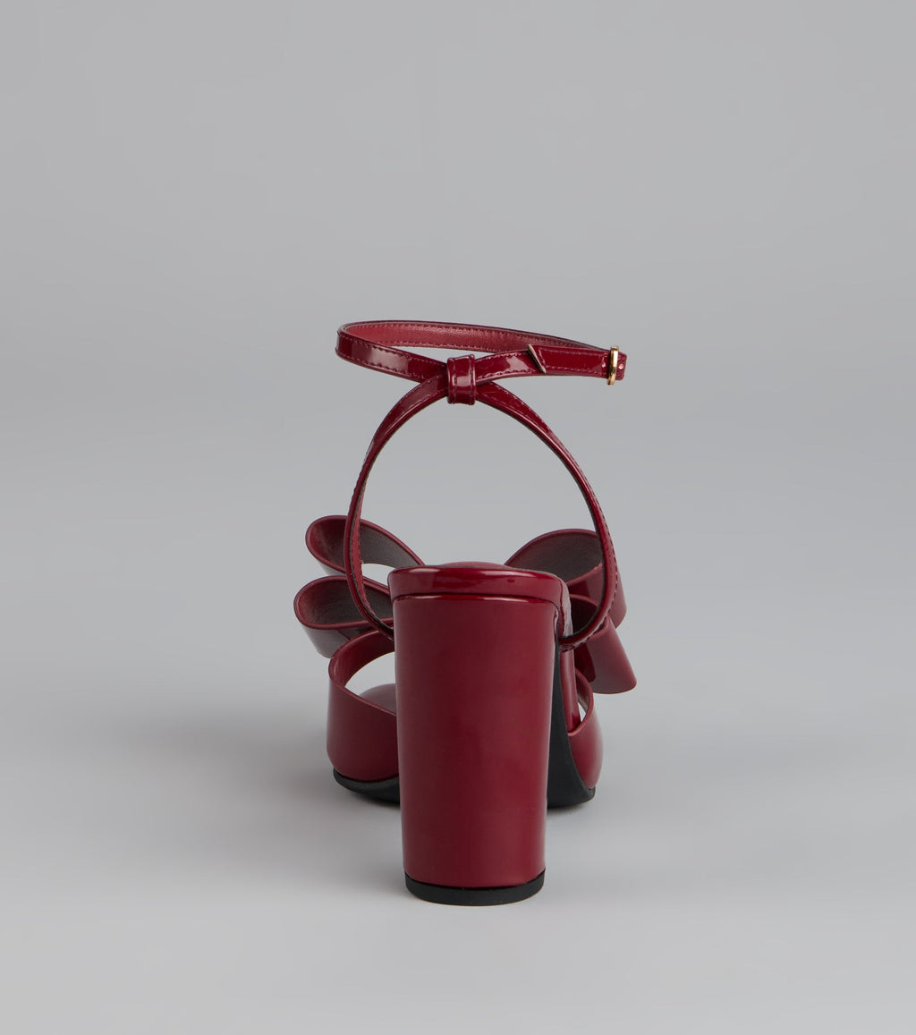 Style made simple with the Make A Statement Bow Block Heels, trendy women’s shoes that take your outfit from basic to bold in one step.