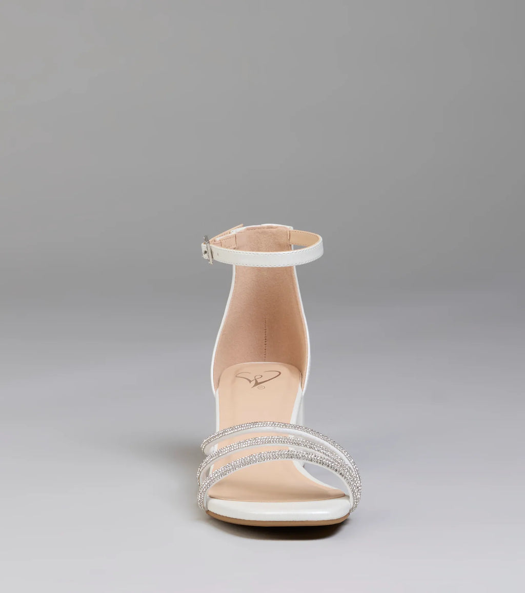 Style made simple with the Ultra Luxe Rhinestone Short Block Heels in pearl, trendy women’s shoes that take your outfit from basic to bold in one step.