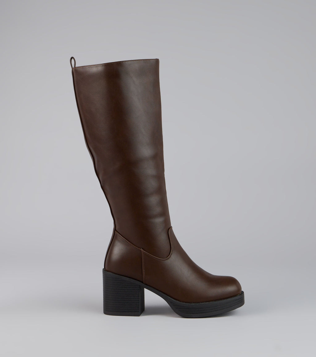This piece brings trend-right energy to the Retro Rise Knee High Platform Boots, perfect for fall outfits that stand out.